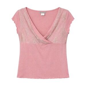 Y2K Coquette Lace‎ Babydoll Top Women Size Large Fairycore Soft Girl Romantic